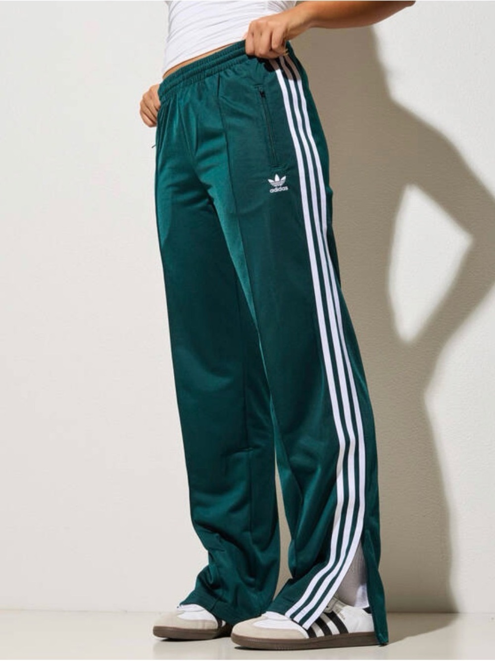 adidas Forest Green Track Pants with White Three-Stripes